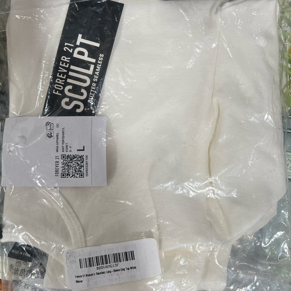 Forever 21 Women's Seamless Long-Sleeve Crop Top Size Large Color White New - Picture 5 of 5
